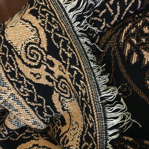 Vintage Celtic Triple Raven Tapestry Afghan Throw by Artist Jen Delyth - Picture 11 of 16
